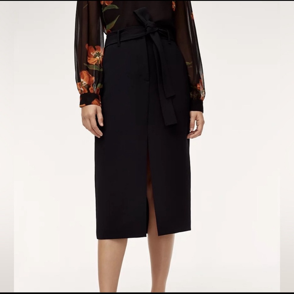 Aritzia Wilfred High Waisted Black Skirt with Front Slit